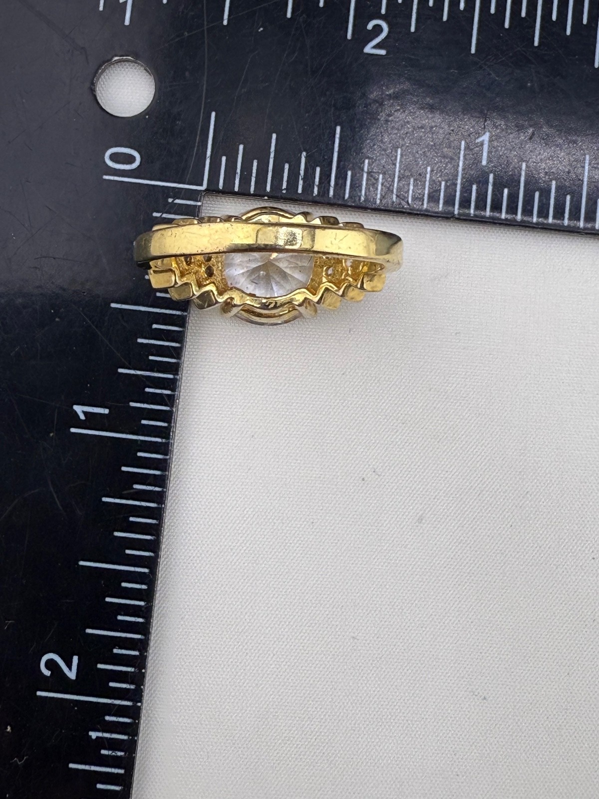 Cocktail Ring Gold Tone Statement Rhinestone Sign… - image 8