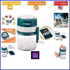 Portable Manual Ice Shaver & Snow Cone Machine with Ice Cube Trays, BPA-Free