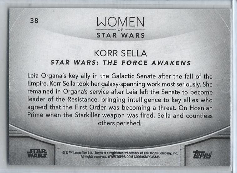 2020 Topps Women of Star Wars card #38 Korr Sella Black #d 2/5