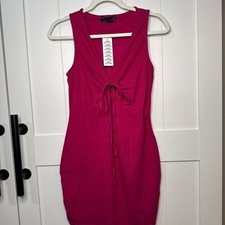 NWT Urban Outfitters Pink Tie-Front Mini Dress, Size S