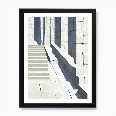 Leonardo Anime XL White Stone City gerahmtes Wandbild Poster Leinwanddruck Bild