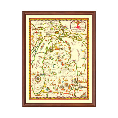 Old Map of Michigan 1940 - Vintage Michigan Art