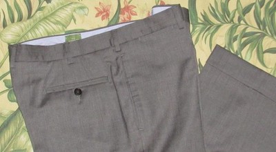 SID MASHBURN Wool Sharkskin Grey Flat Front Dress Pants 34 x 28