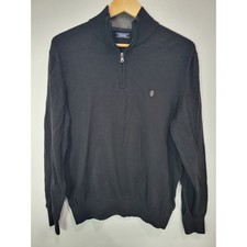 IZOD Mens Black 1/4 Zip Sweater Pullover Long Sleeve Size Large