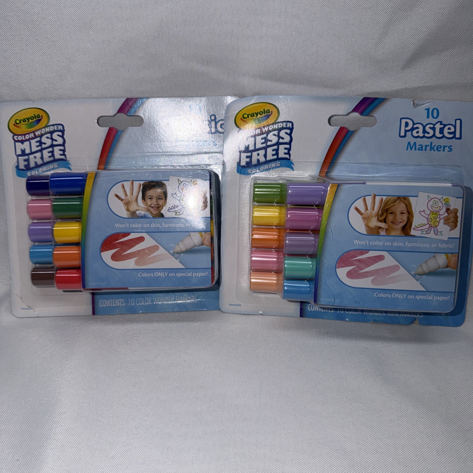 2 Crayola Color Wonder Mess Free Coloring 10ct Classic & Pastel Mini Markers