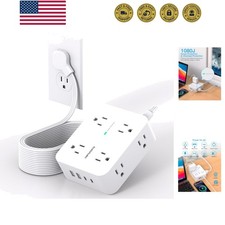 Extension Cord 15 Ft, Power Strip with 4 USB Ports2 USB C, 8 Surge Protector ...