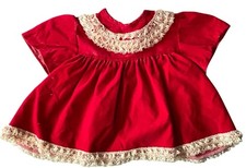 Cutest One Size 18/L Toddler Lace Bib Dress Red White USA VTG 80s