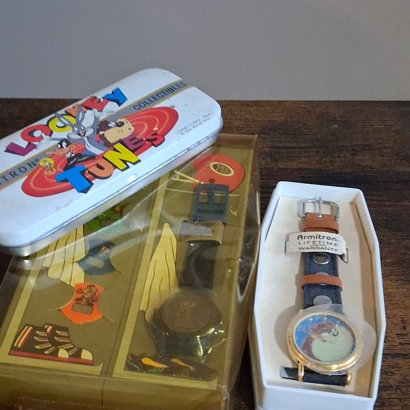 Warner Bros Watch Co. Looney Tunes Taz Analog Watch Leather Strap w/ Box