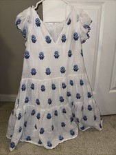 Women  s Floral Print Dress - White With Blue Flowers Size M