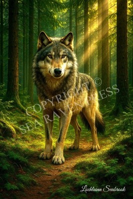 Timber Wolf Poster by Lochlainn Seabrook 11 x 17 Printed on 80# semi gloss paper