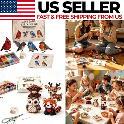 3D Beaded Animal/Bird DIY Kit, Handmade Beadwork Art Craft Set with Instructions