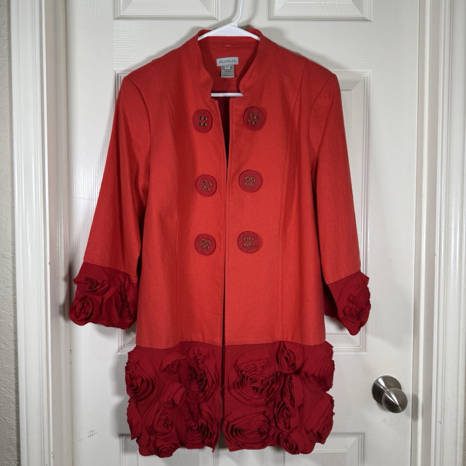 Multiples Jacket Womens Red Button Rosette Accent… - image 6