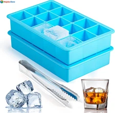 2 Pack Ice Cube Trays, Silicone Easy Release Flexible Molds 15 Ice Cubes Tray f 