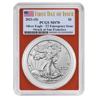 2021 (S) $1 1-oz T2 American Silver Eagle PCGS MS70 Emergency Issue FDOI Flag