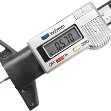 Tire Tread Depth Gauge With Lcd Display 0.01mm Resolution Portable Silver