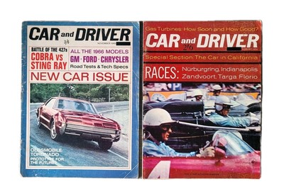 2x Car And Driver Magazine Aug 1962 & Nov 1965 UK Pricing Editions VGC