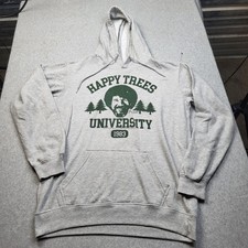 Bob Ross Hoodie Mens Large Happy Trees University 1983 Graphic Pullover Pockets