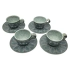 Red Wing Pottery Spruce Cups & 6.5" Saucer Plates 8pcs Set Charles Murphy Atomic