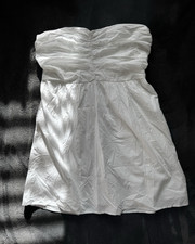 American Eagle Women's White Solid Strapless Smocked Mini Sundress Size S