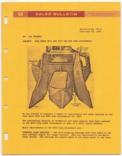 Vintage 1962 John Deere Sales Bulletin Dealership Memo - #210 #205 CORN ATTACH