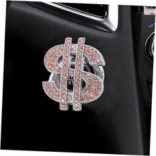 Bling Dollar Car Engine Start Stop Button Cover with Crystal Rhinestone, Pink
