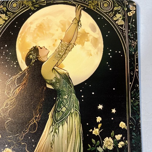 Arte in metallo, Dea della Luna, decorazione da parete in metallo stile vintage, 8x12 pollici - Foto 2 di 5