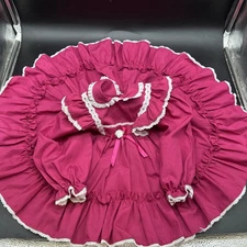 VTG Mini World Full Circle Dress 12 Month Ruffle Lace Bow Fuchsia Crinoline Slip