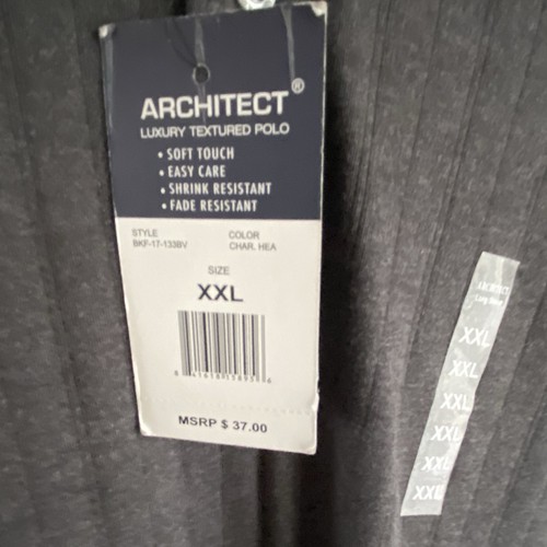 Architect Men's XXL Charcoal Heather Long Sleeve Henley Button T Shirt NWT - Picture 3 of 7