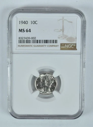 1940 Mercury Dime MS64 NGC Brown Label