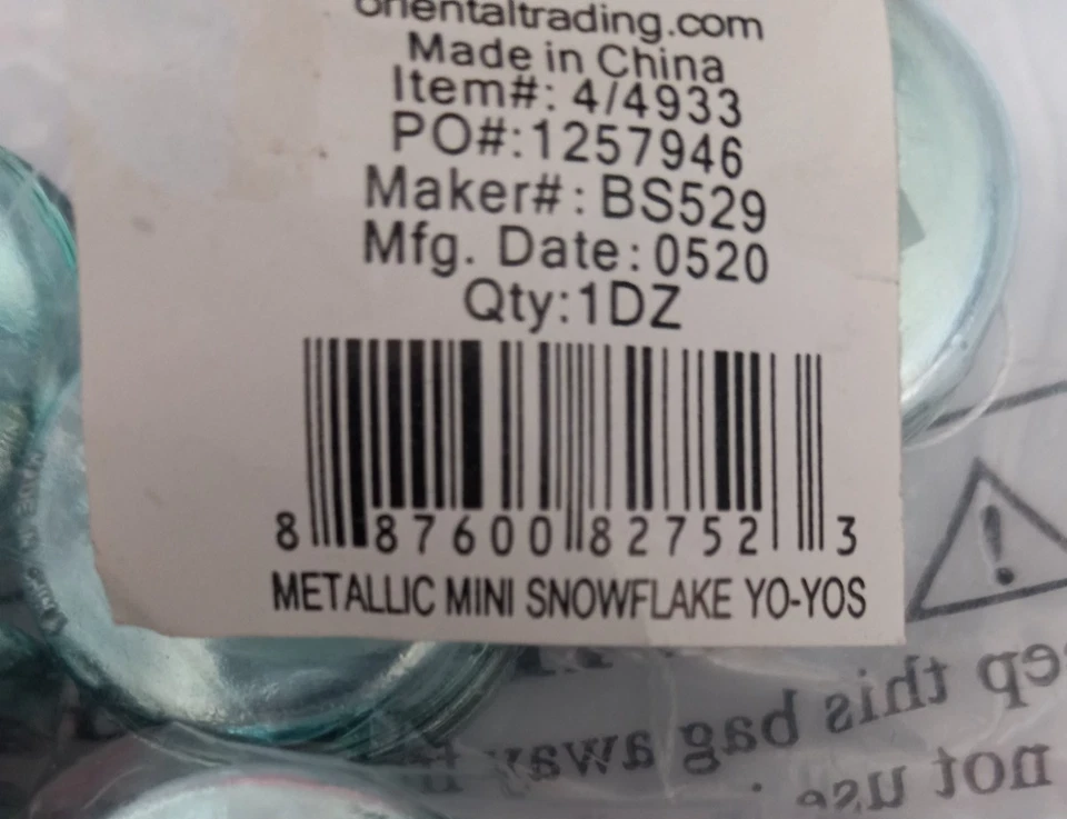 Mini Metallic Snowflake Yo-Yo's (dz.) - New - Unused - Image 2 of 2