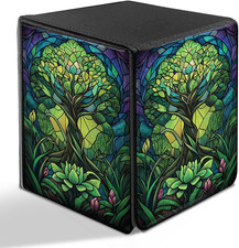 Card Deck Box for MTG, Card Storage Box Fits 100 Single Sleeved Cards, PU Leath