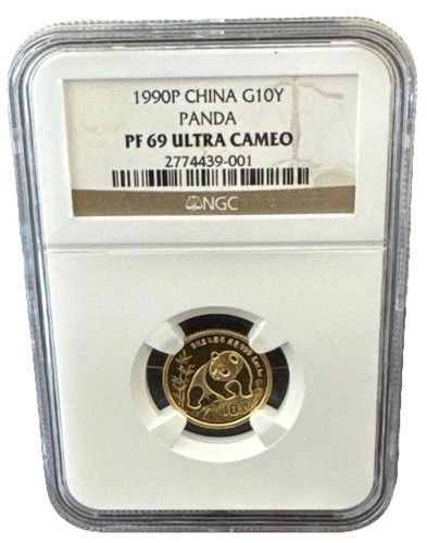 1990-P China Gold Panda Coin 1/10 oz NGC PF69 G10Y