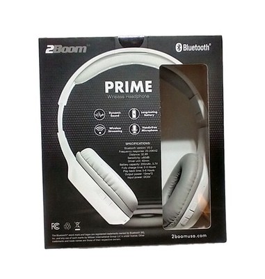 Headphones NEW Bluetooth Wireless Over-the-Ear White 2BOOM Built in Microphone