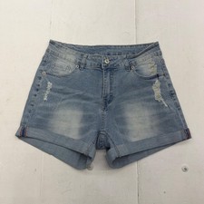 JEANS Denim Shorts Womens M Blue Distressed Cuffed Cutoff 3 Inseam Casual