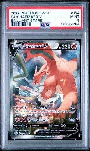2022 Pokemon Sword & Shield SWSH Full Art Charizard V Brilliant Stars #154 PSA 9
