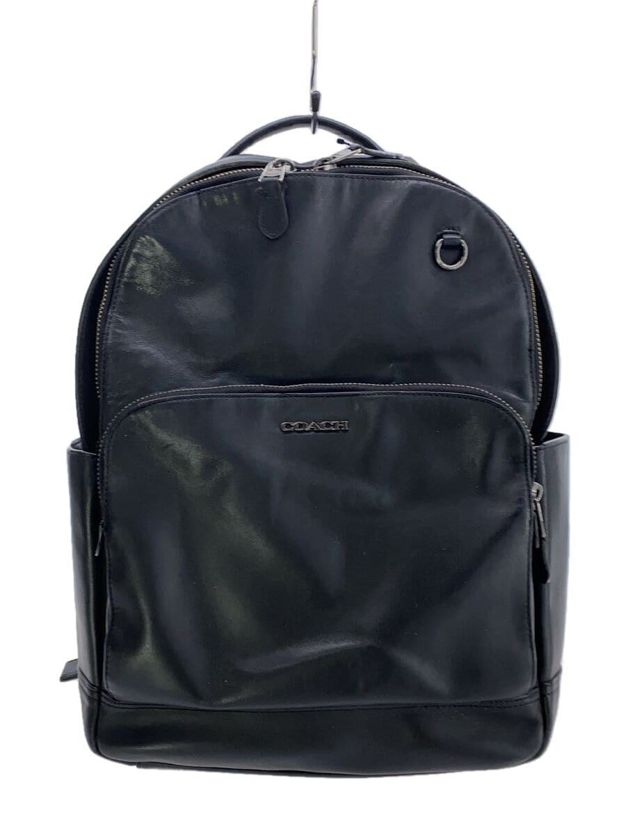 Auth COACH Graham Leather Backpack in Black Pre-Owned Condition