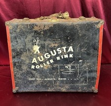 Vintage Augusta, Maine Roller Rink Metal Skate Case
