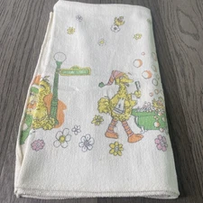Vintage Toddle Time? Receiving Blanket Sesame Street Big Bird 32x28” - Stained
