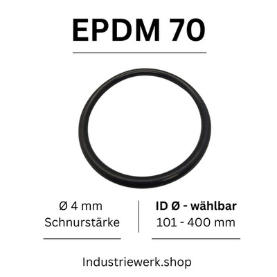 O-Ring EPDM 70 ID 101-400 x 4 mm Schnurstärke Dichtring Rundring O 0 Ring OR  