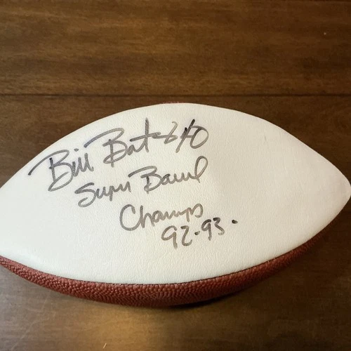 Bill Bates Autographed Wilson Football Inscribed Super Bowl Champs No COA