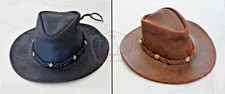 NEW Unisex Western Leather Cowboy Hat Outback Vintage Style Aussie Costume