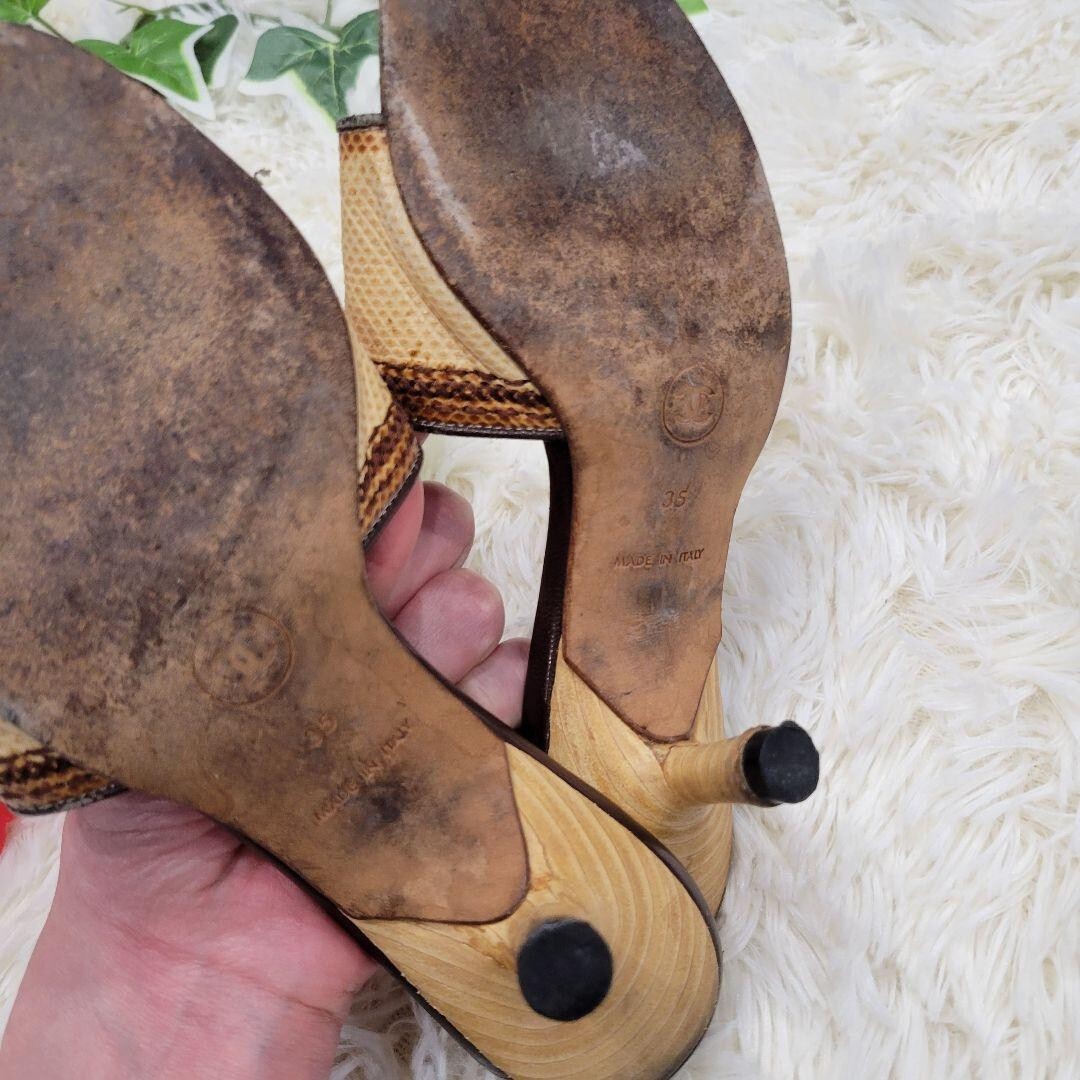 CHANEL Logo Heel Sandals Mules Pumps Shoes Women Size EU 35