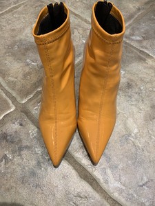 orange patent boots