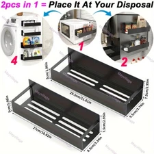 Magnetic Spice Rack for Refrigerator 2 Packs Black Fridge Organizers and Storage