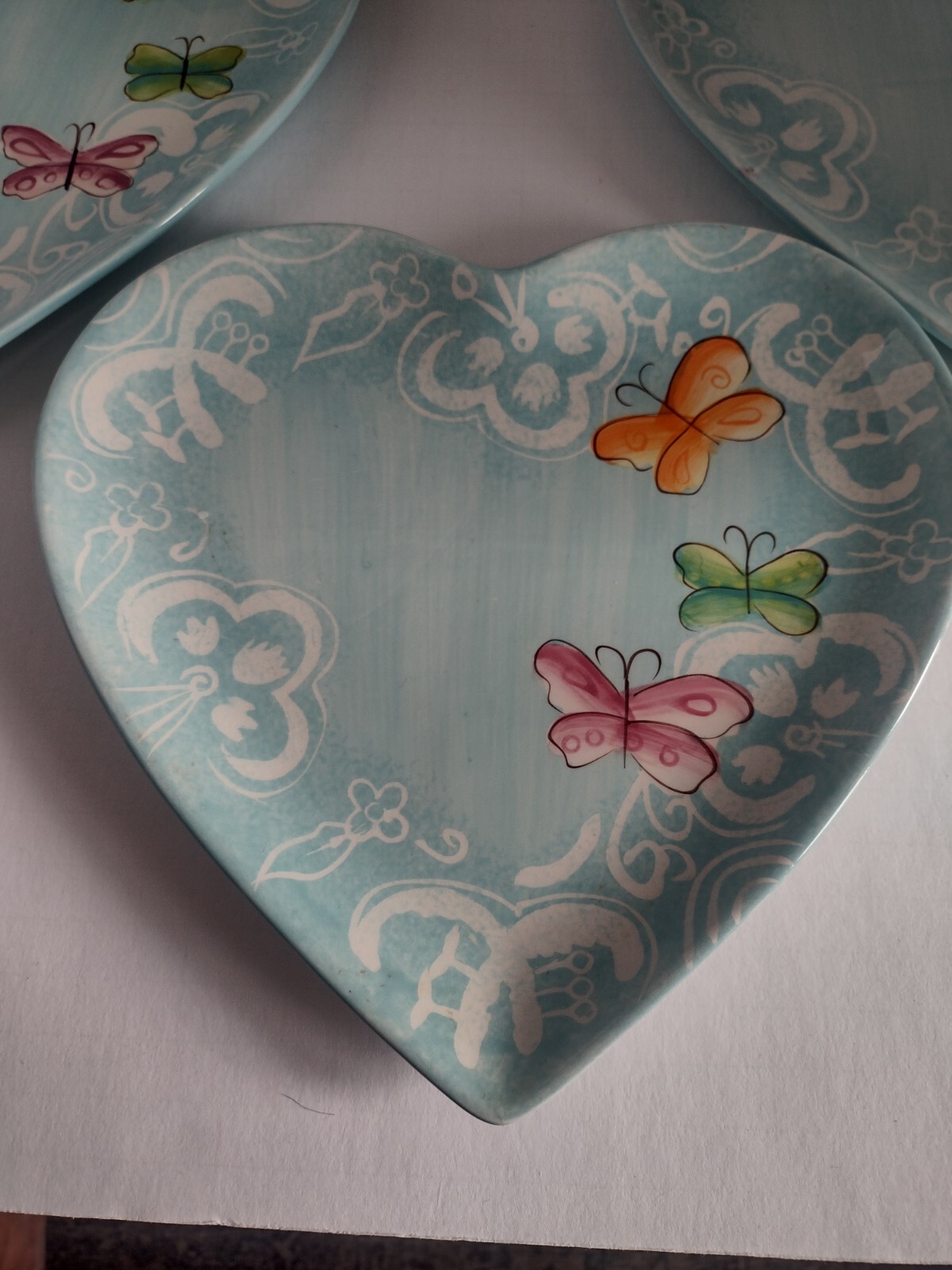 Laurie Gates Melanie’s Butterfly Heart Shaped Lunch Dinner Plate 3 Sold Separate