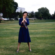 Scottish actress Lesley Mackie as she poses in an unspecified park- Old Photo 3
