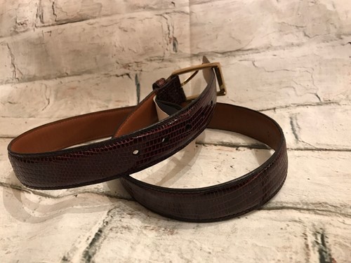 FAB! Trafalgar Genuine Lizard Skin Burgundy Belt Size 28 Made in USA NEW! - Picture 7 of 8