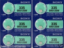 6 Sony 335 SR512SW Silver Oxide 0 MERCURY Batteries