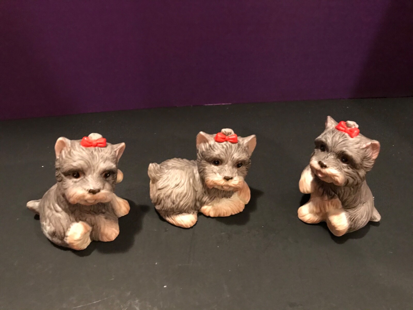 Vintage Set of 3 HOMCO Porcelain Dog Figurines 1475 Yorkshire