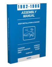 Dodge Charger And Shelby Chassis And Body Assembly Manual 1983 1984 1985 1986